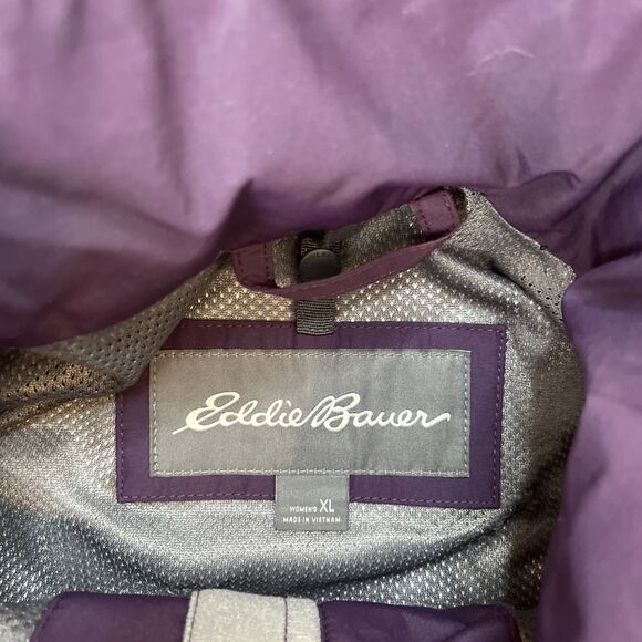 Eddie Bauer Weatheredge Rain Jacket Womens XL Waterproof Hooded Purple Hiking - Picture 2 of 7